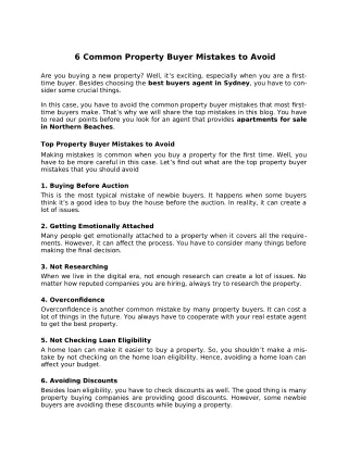 6 Common Property Buyer Mistakes to Avoid