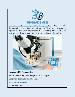Seeking a job oriented vlsi training institute in Hyderabad
