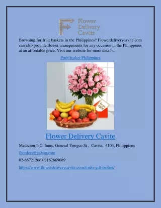Fruit Basket Philippines Flowerdeliverycavite.com