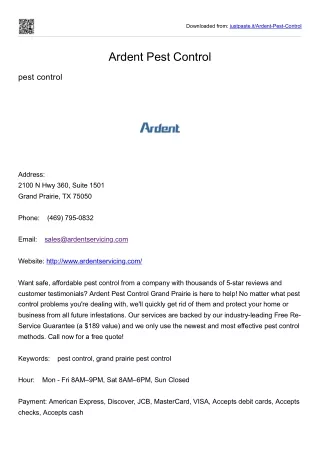 Ardent Pest Control