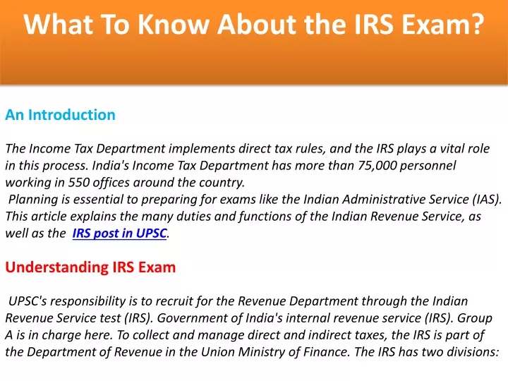 what to know about the irs exam