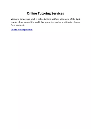 Online Tutoring Services