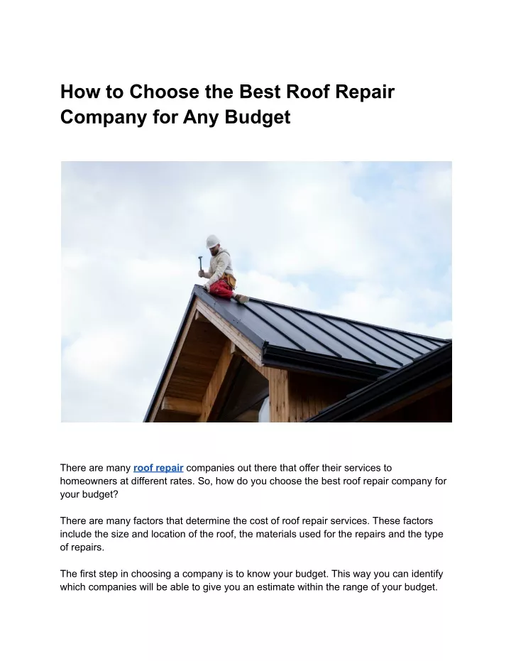 how to choose the best roof repair company