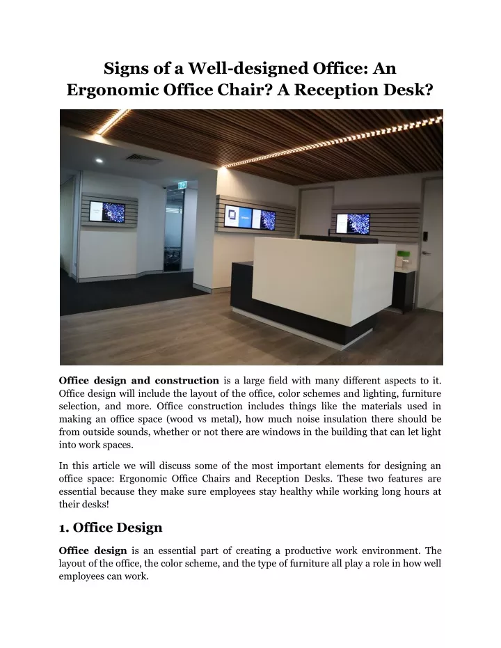 signs of a well designed office an ergonomic