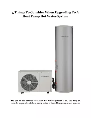 5 Things To Consider When Upgrading To A Heat Pump Hot Water System