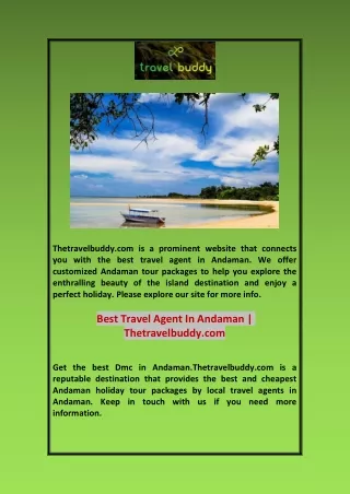 Best Travel Agent In Andaman | Thetravelbuddy.com