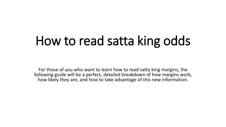 how to read satta king odds