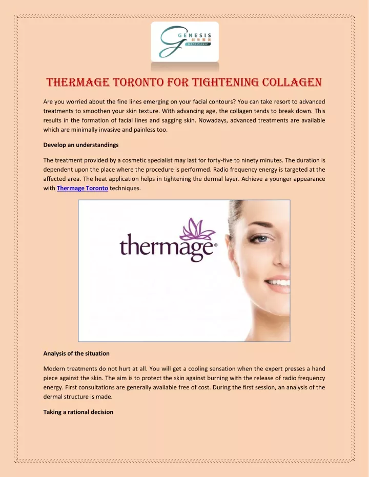 thermage toronto for tightening collagen