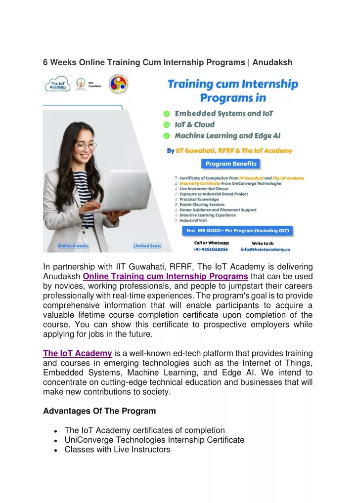 6 weeks online training cum internship programs