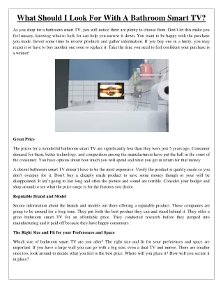 what should i look for with a bathroom smart tv
