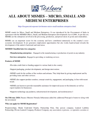 all about msmes micro small and medium enterprises