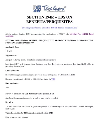 section 194r tds on benefits perquisites