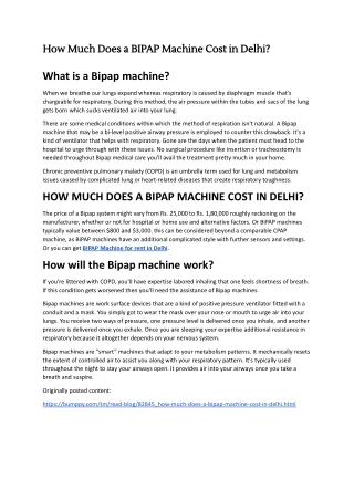What is Cost of  BIPAP Machine for rent in Delhi?