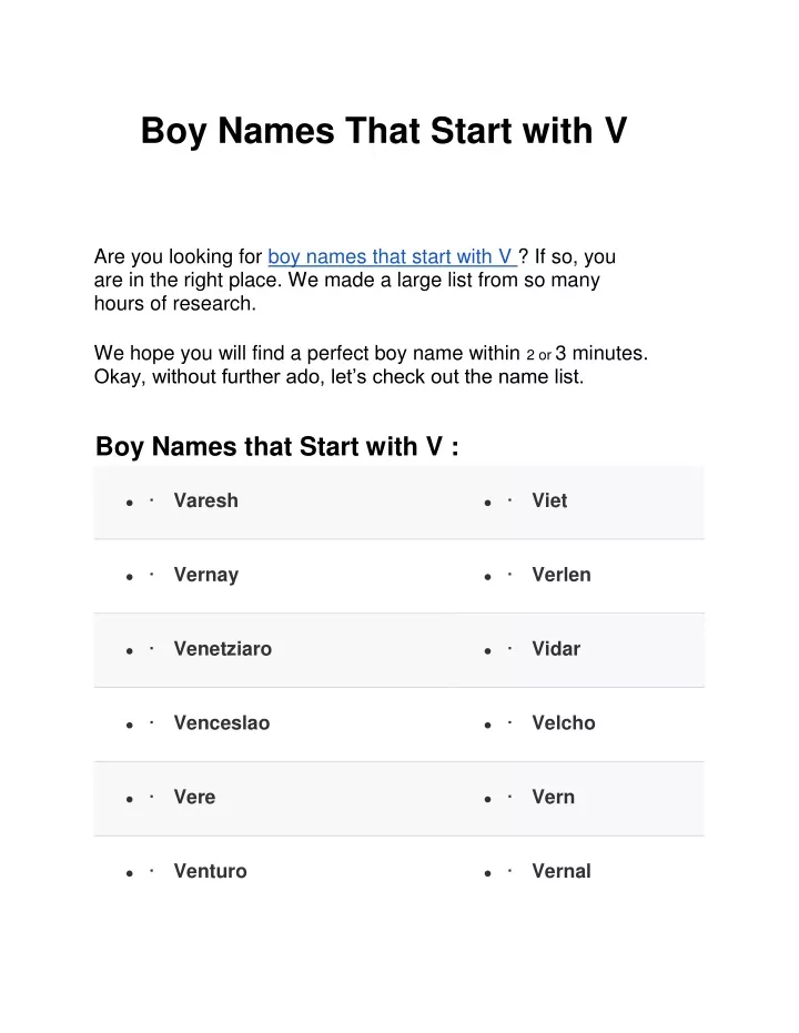 boy names that start with v