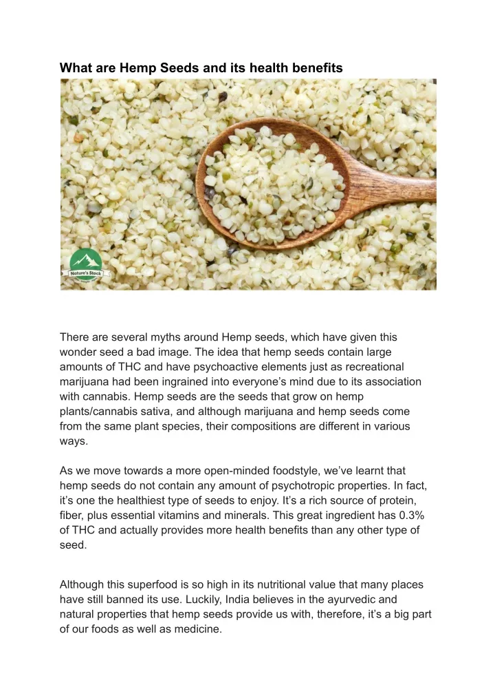 what are hemp seeds and its health benefits