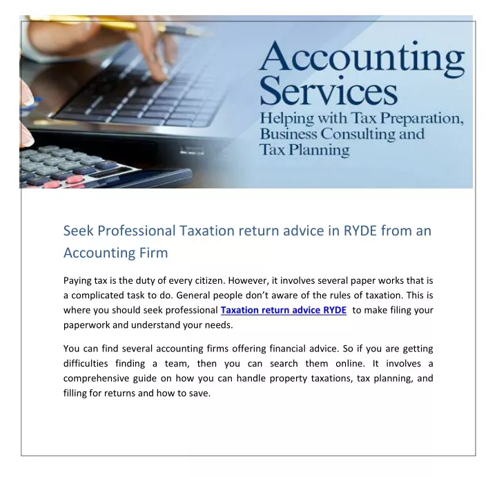 seek professional taxation return advice in ryde