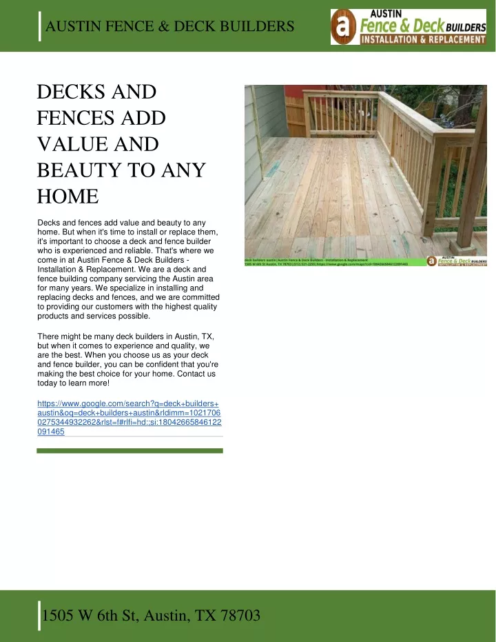 austin fence deck builders