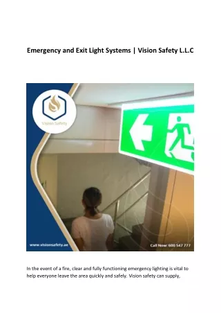 Emergency and Exit Light Systems  Vision Safety L.L
