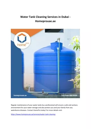 Water Tank Cleaning Services in Dubai - Homeprouae.ae