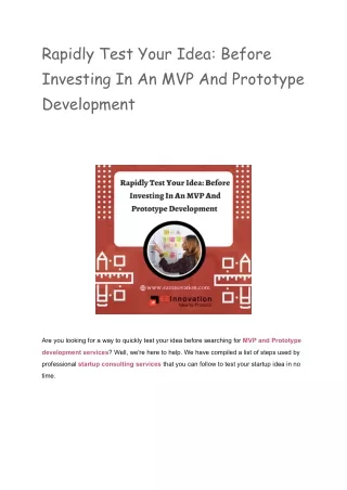 Rapidly Test Your Idea: Before Investing In An MVP And Prototype Development