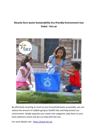 Recycle Zero waste Sustainability Eco-friendly Environment Uae Dubai - farz.ae