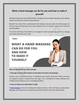 What a hand massage can do for you and how to make it yourself