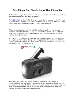 ten things you should know about vevradio