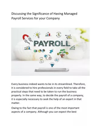 Discussing the Significance of Having Managed Payroll Services for your Company