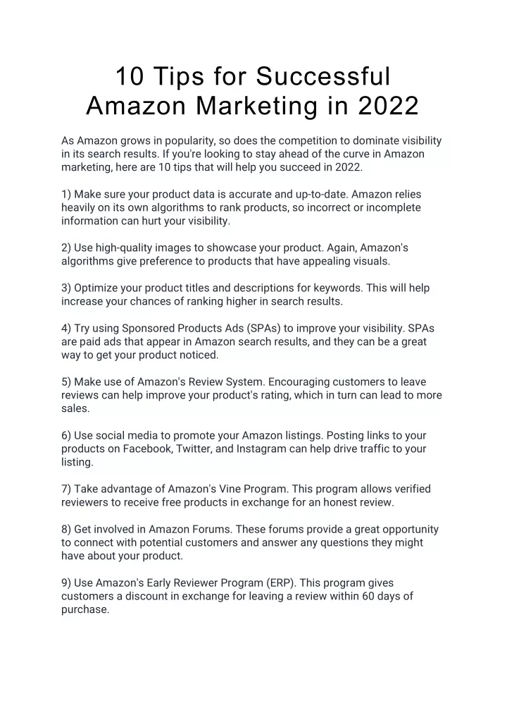 10 tips for successful amazon marketing in 2022