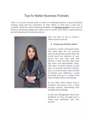 tips for better business portraits