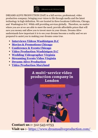 dreams alive production dap is a full service