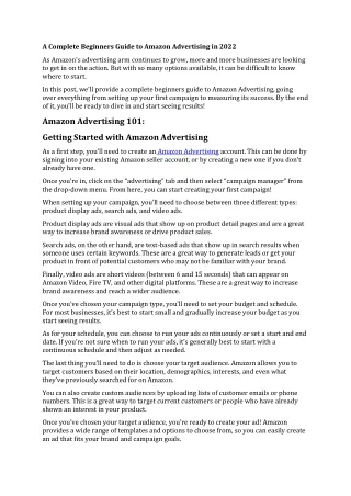 a complete beginners guide to amazon advertising