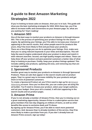 a guide to best amazon marketing strategies 2022