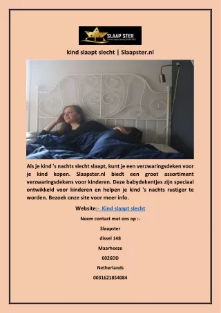 kind slaapt slecht | Slaapster.nl