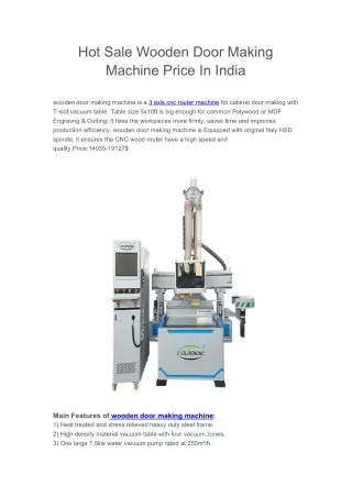 hot sale wooden door making machine price in india