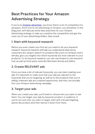 best practices for your amazon advertising