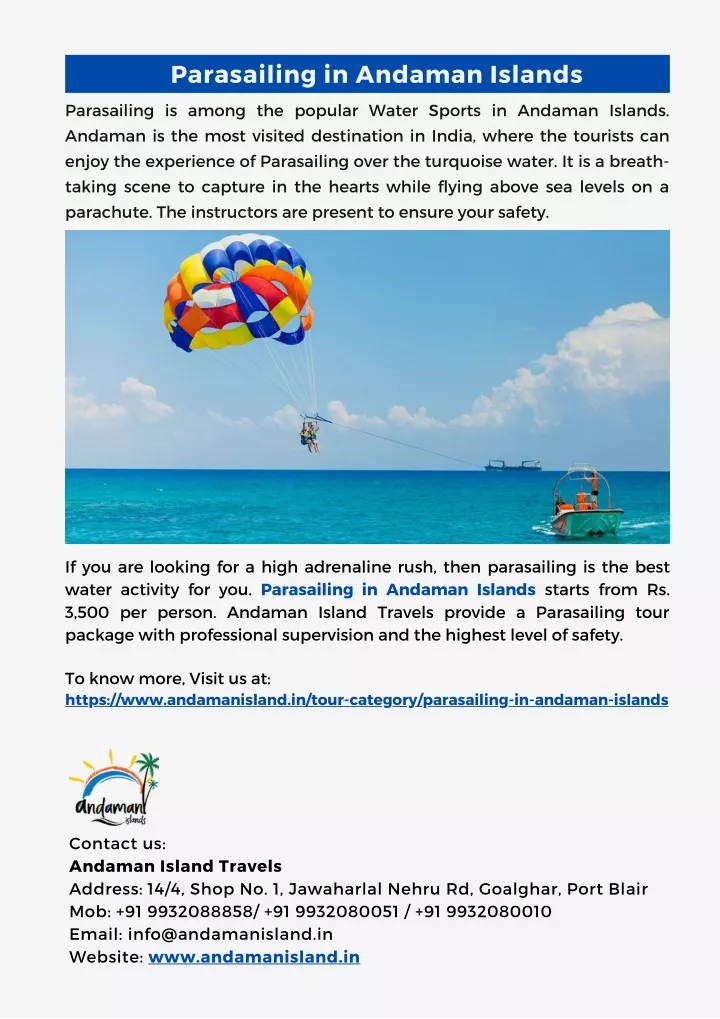 parasailing in andaman islands