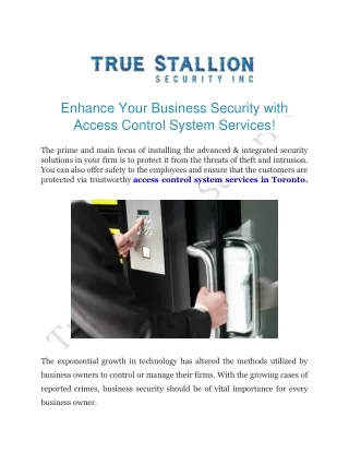 Access Control System Services Can Increase the Security of Your Business!