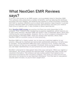 what nextgen emr reviews says
