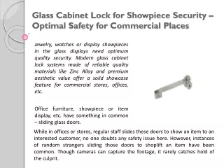 Glass Cabinet Lock for Showpiece Security – Optimal Safety for Commercial Places