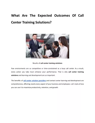 what are the expected outcomes of call