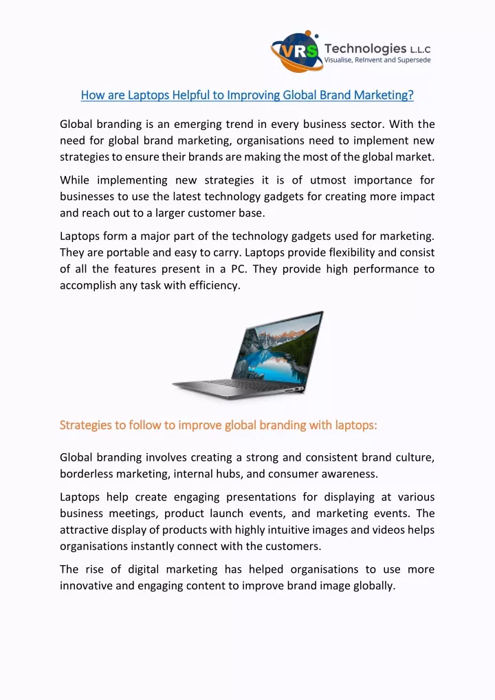 how are laptops helpful to improving global brand