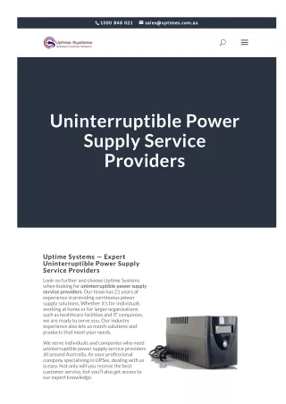 Uninterruptible Power Supply Service Providers