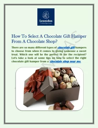 How To Select A Chocolate Gift Hamper From A Chocolate Shop?