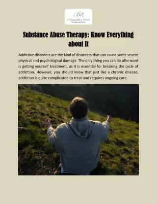 Professional Substance Abuse Therapy Treatment Service In Michigan