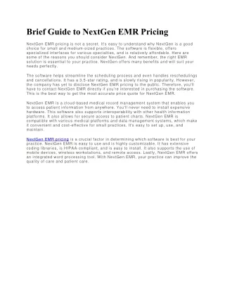 brief guide to nextgen emr pricing