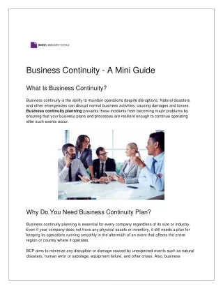 Business Continuity - A Mini Guide - Bizzlibrary