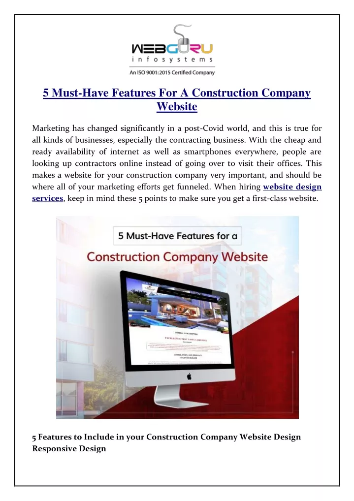 5 must have features for a construction company