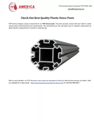Check Out Best Quality Plastic Fence Posts