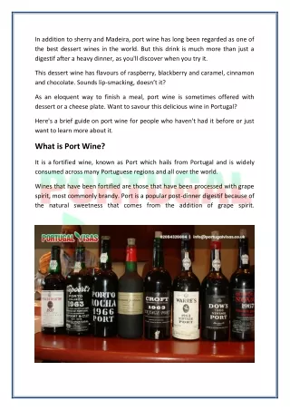 Port Wine – A Brief Guide for Travellers & Holidaymakers